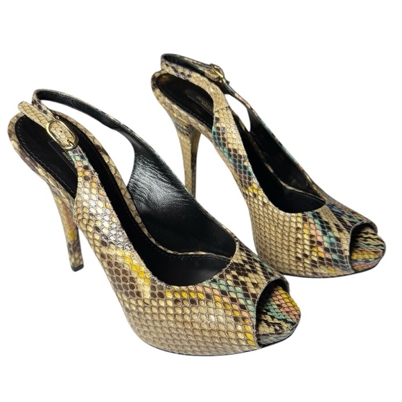 Dolce & Gabbana Python Leather Slingback Peep Toe Pumps Multicolor EU 37 US 7 - Picture 1 of 12